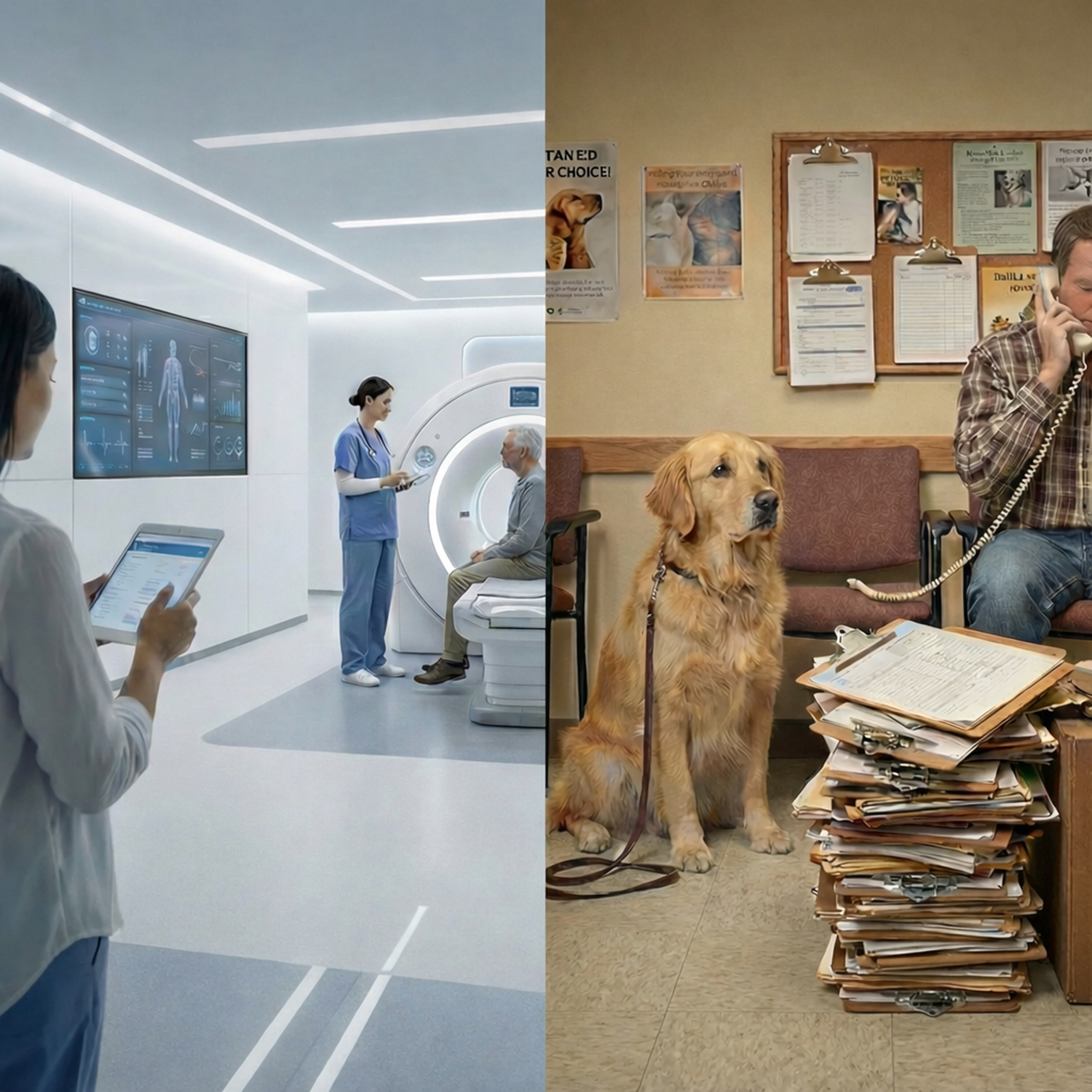 Modern healthcare vs traditional vet clinic